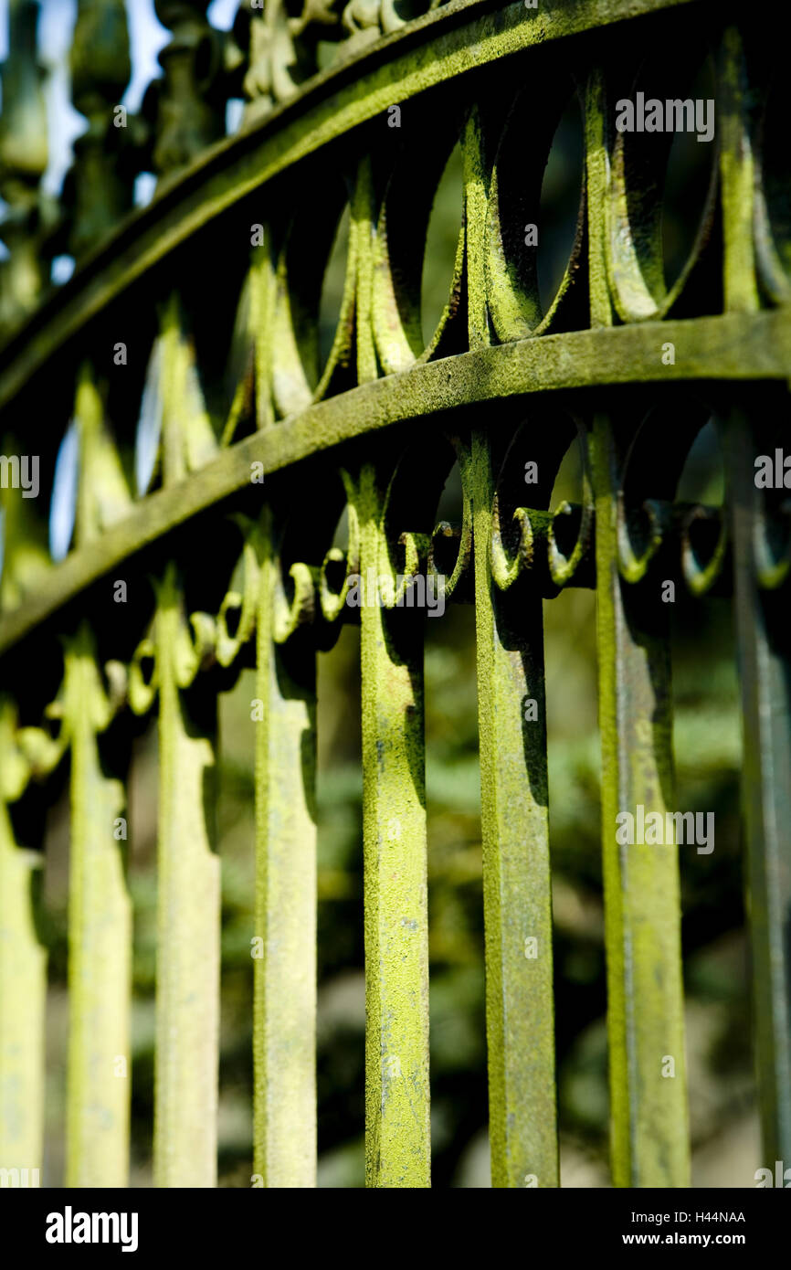 Castle grounds, castle gate, wrought iron, patina Stock Photo - Alamy