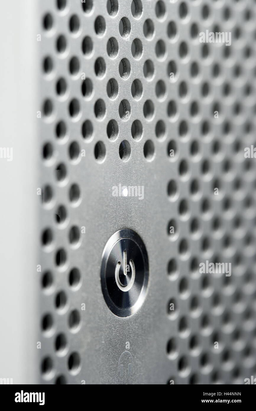 Computer, power button, detail Stock Photo Alamy