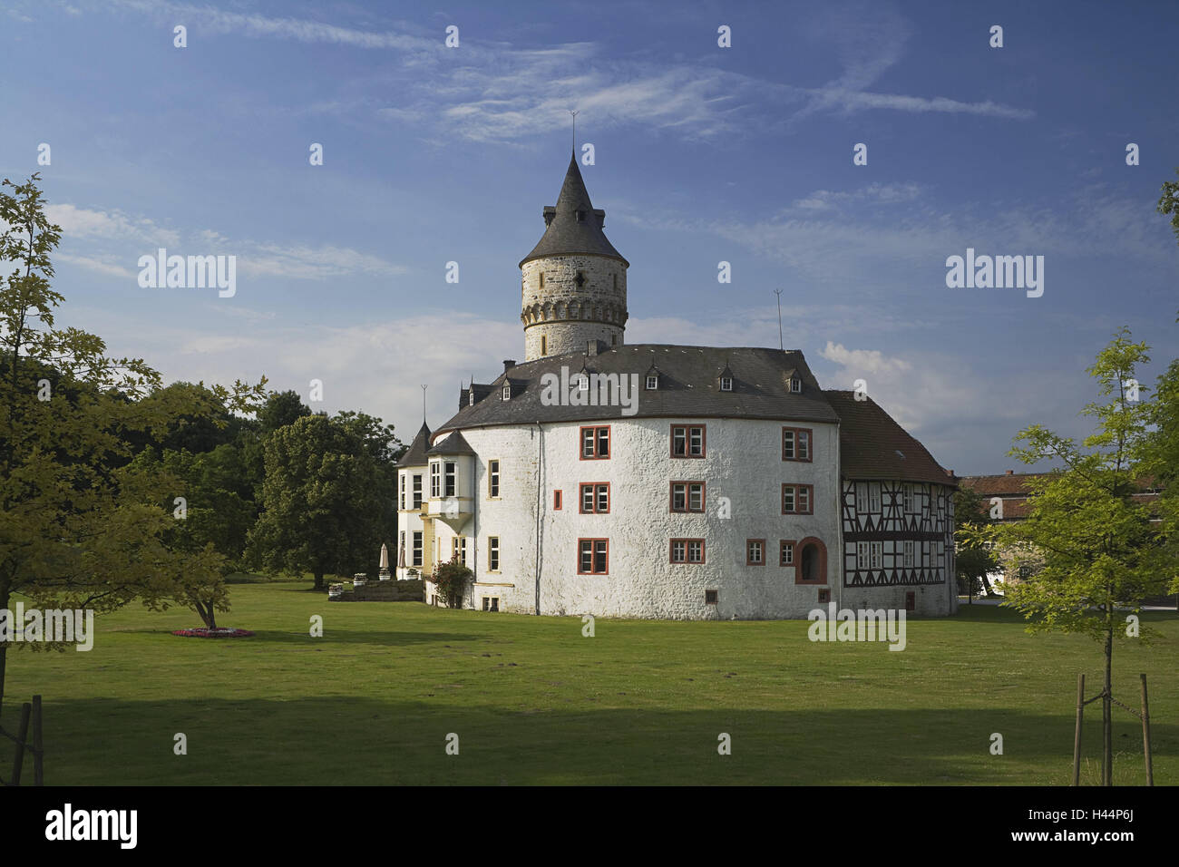 Germany, Lower Saxony, Baddeckenstedt, castle Oelber, Oelber in the white way, district, destination, place of interest, architecture, building, castle building, outside, deserted, Stock Photo
