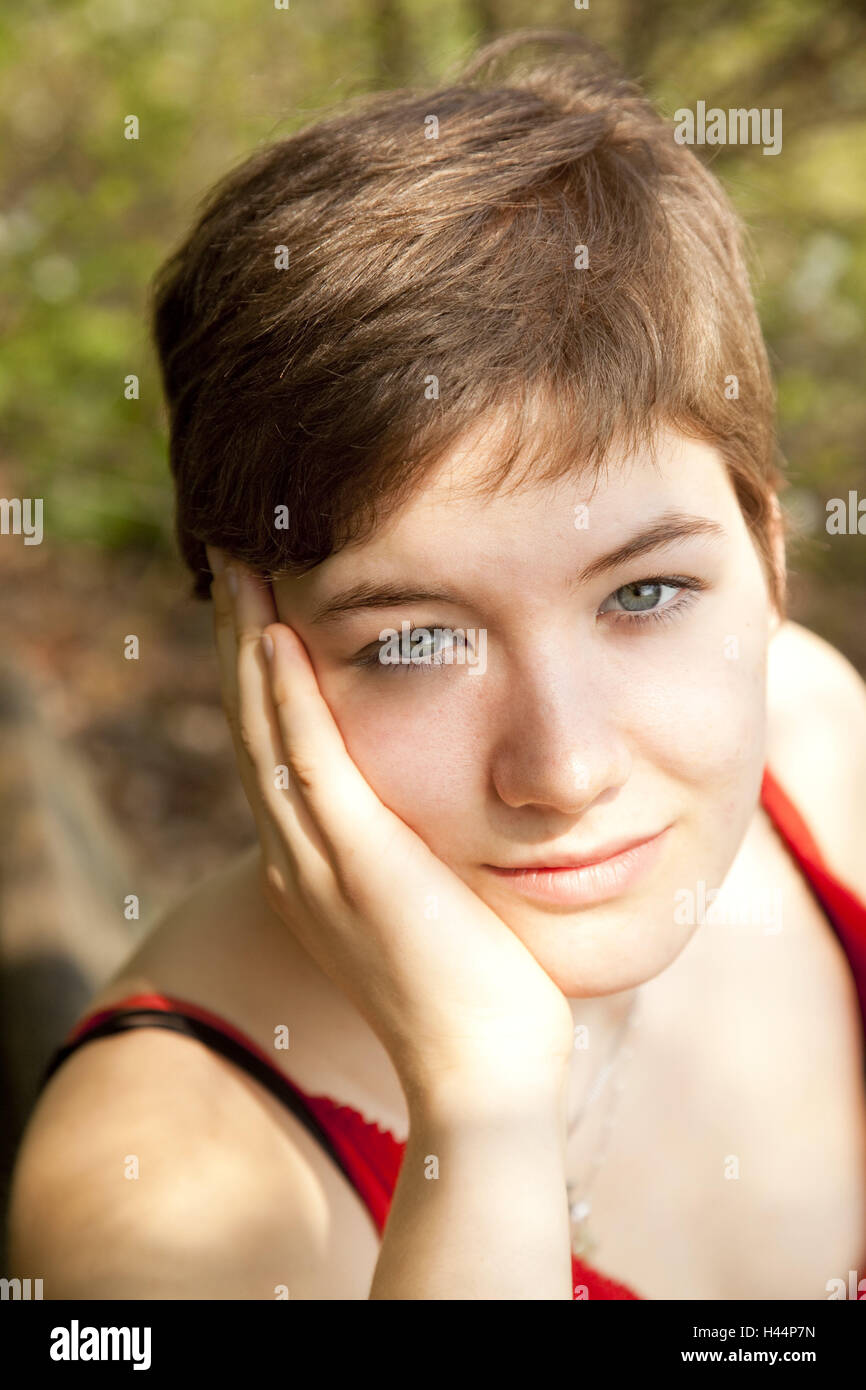 Teenagers Girls Head Rest On Portrait Model Released Outside