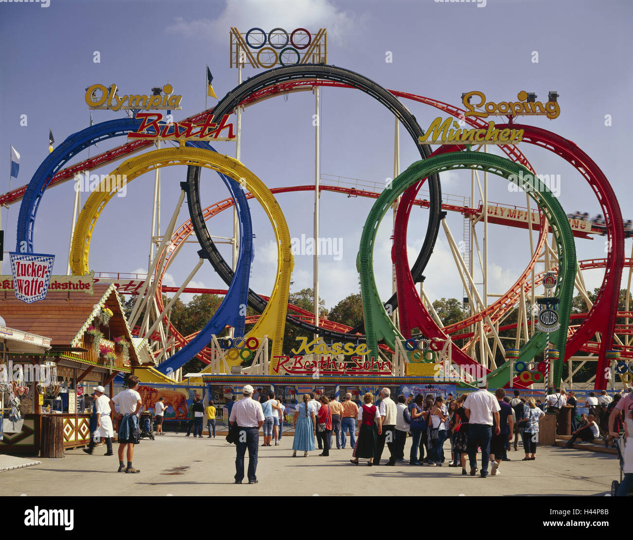 Germany, Bavaria, Munich, October feast, roller coaster, looping the loop, meadow visitor, Stock Photo