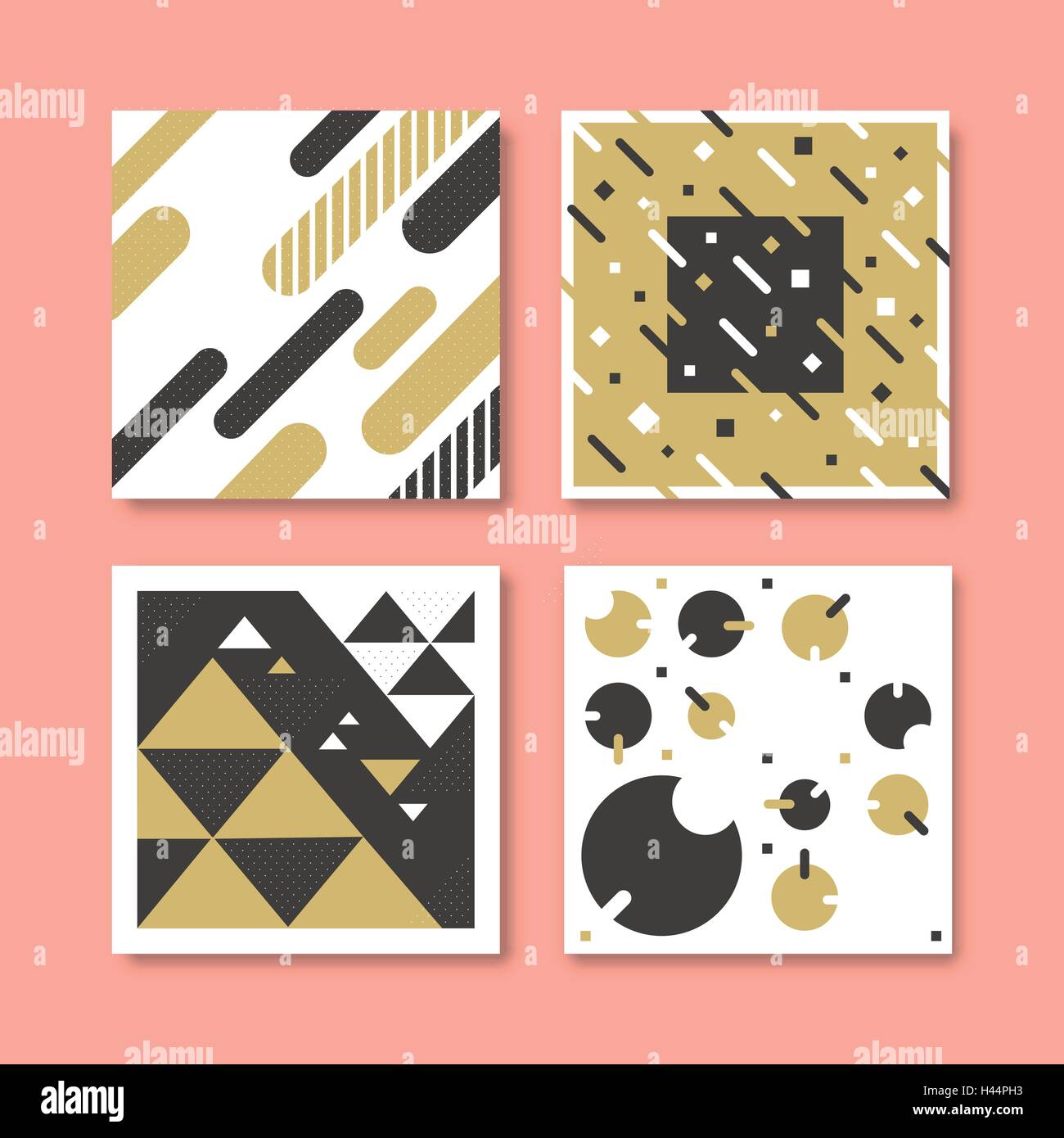 collections of geometric patterns with similiar styles and same colors