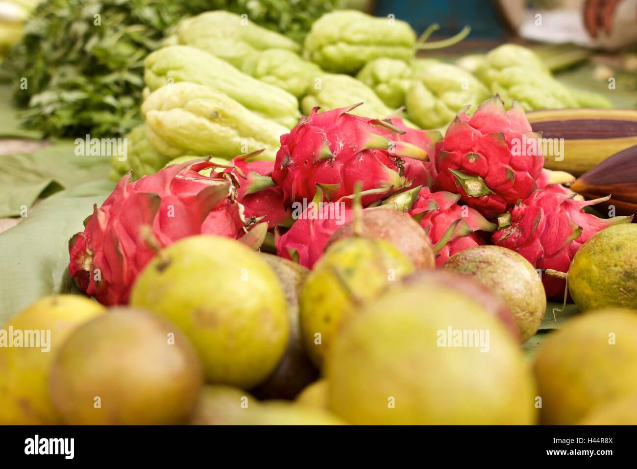 Dragon fruit and mixed fruit Stock Photo