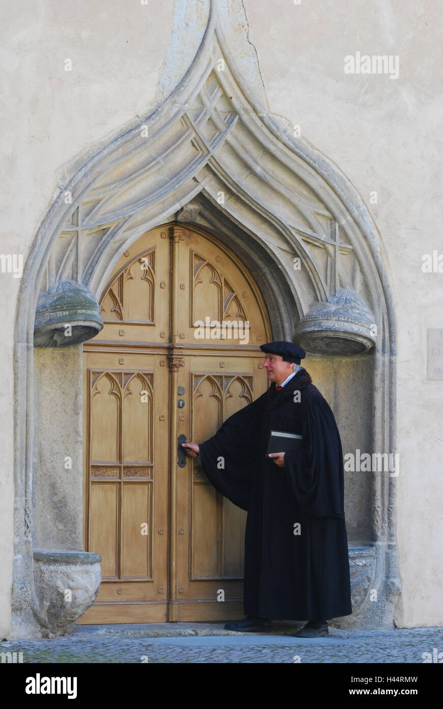 Germany, Saxony-Anhalt, Lutherstadt Wittenberg, residential house Martin Luther, UNESCO world heritage, actor, Haustüre, Stock Photo