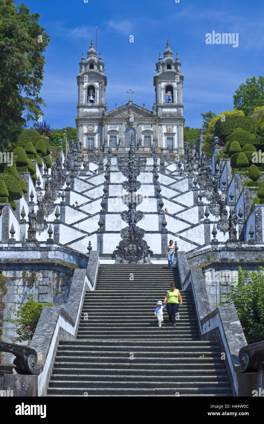 Portugal, Braga, pilgrimage church, Bom Jesus do Monte, stairs