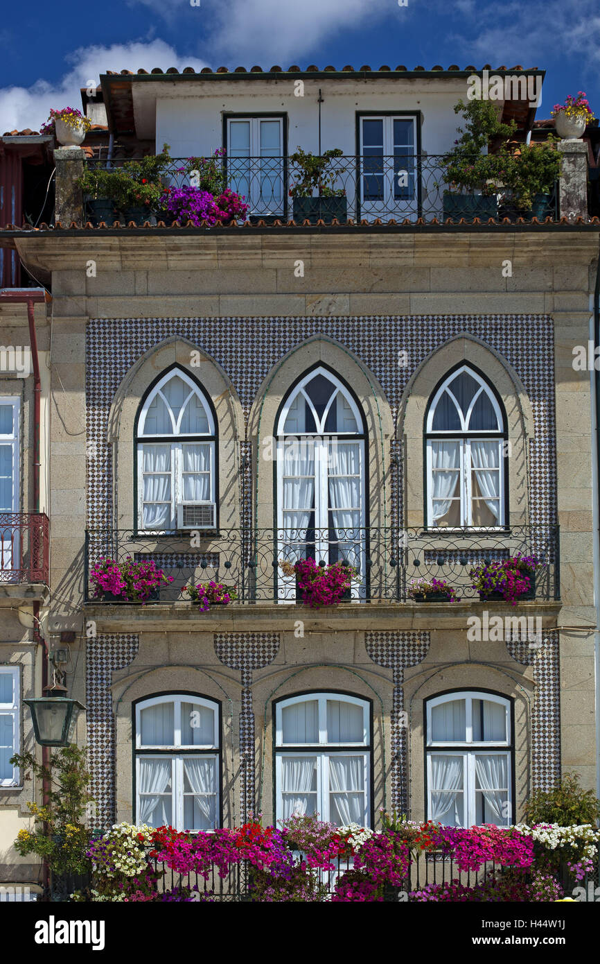 Portugal, Ponte de Lima, Old Town, house facade, Stock Photo