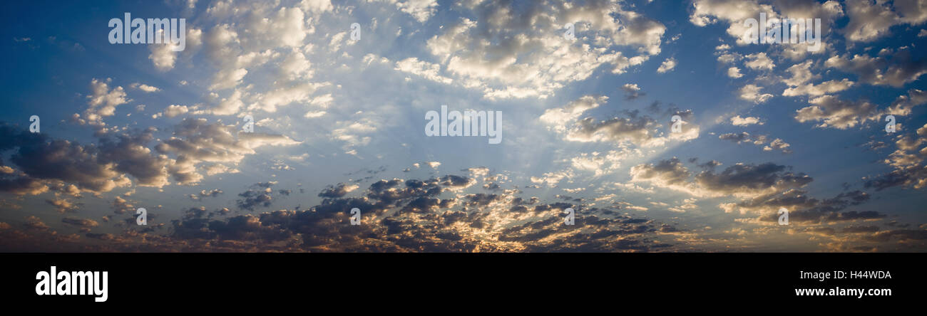 Cloudy sky, evening mood, Africa, Namibia, Namibwüste, Wolwedans, clouds, heavens, beautyful clouds, Stock Photo