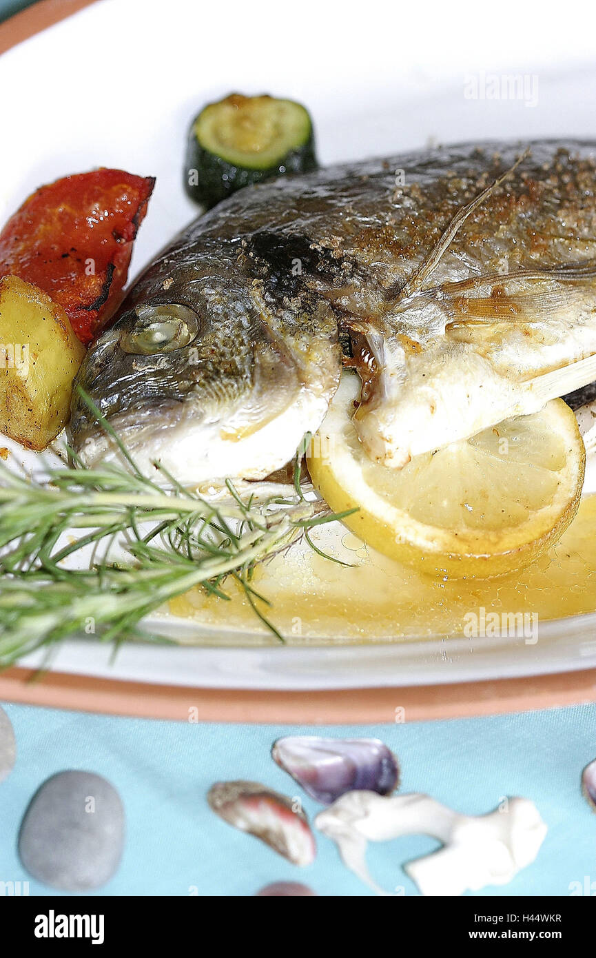 Fish dish, Daurade, perch, Stock Photo