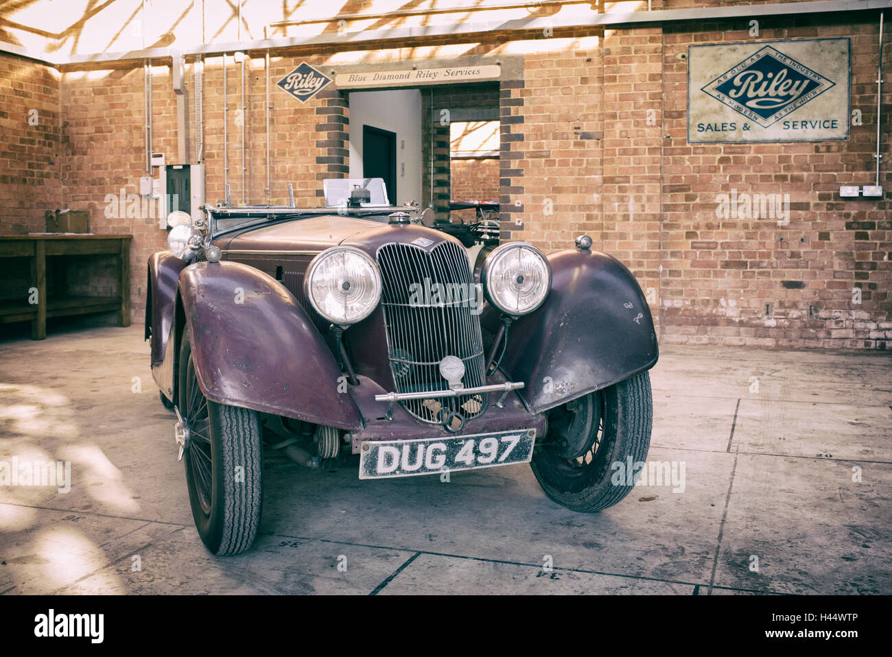 1937 Riley at Bicester Heritage Centre. Oxfordshire, England Stock Photo