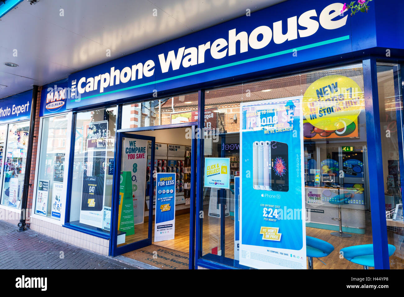 Carphone warehouse shop store front sign signs mobile phone shop sellers car phone warehouse UK England GB Stock Photo