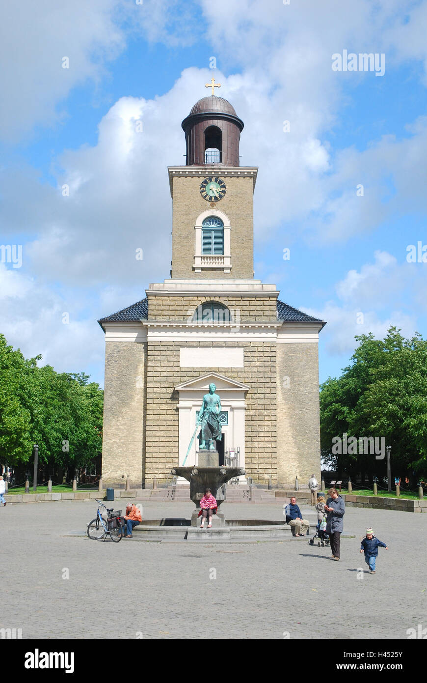 Germany, Schleswig - Holstein, north frieze country, Husum, marketplace, church, Stock Photo