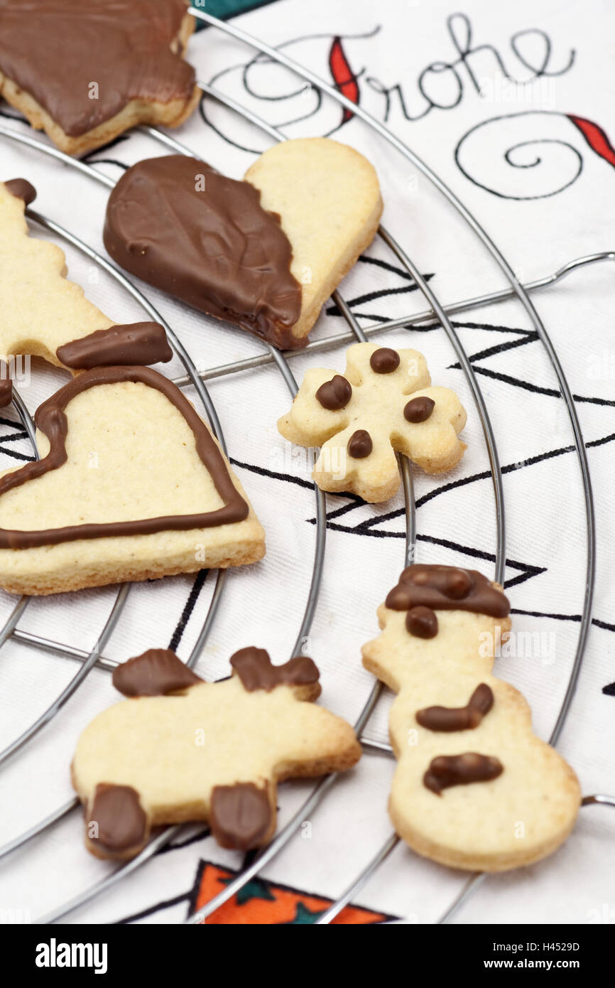 Christmas cookies, chocolate glaze, Stock Photo