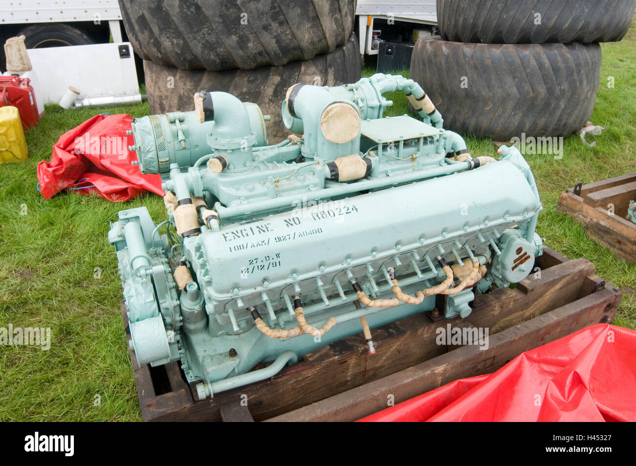 army surplus Rover-built, Rolls-Royce-designed, V12 Meteor centurion tank engine Stock Photo