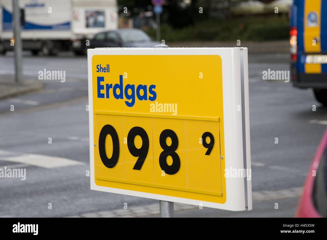 Natural gas filling station, sign, price, filling station, shell