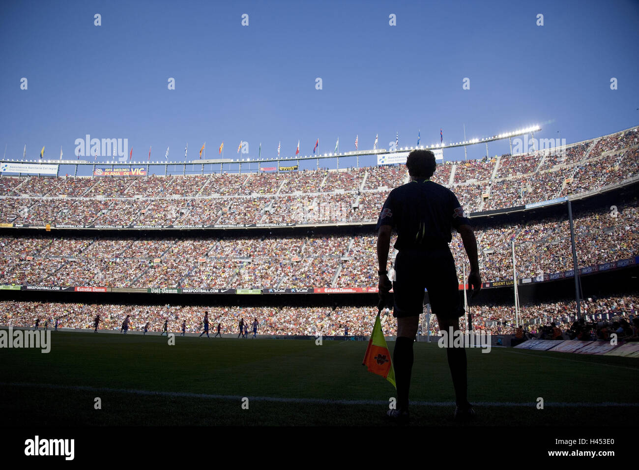 Spain, Barcelona, football stadium camp Nou, football match, linesman