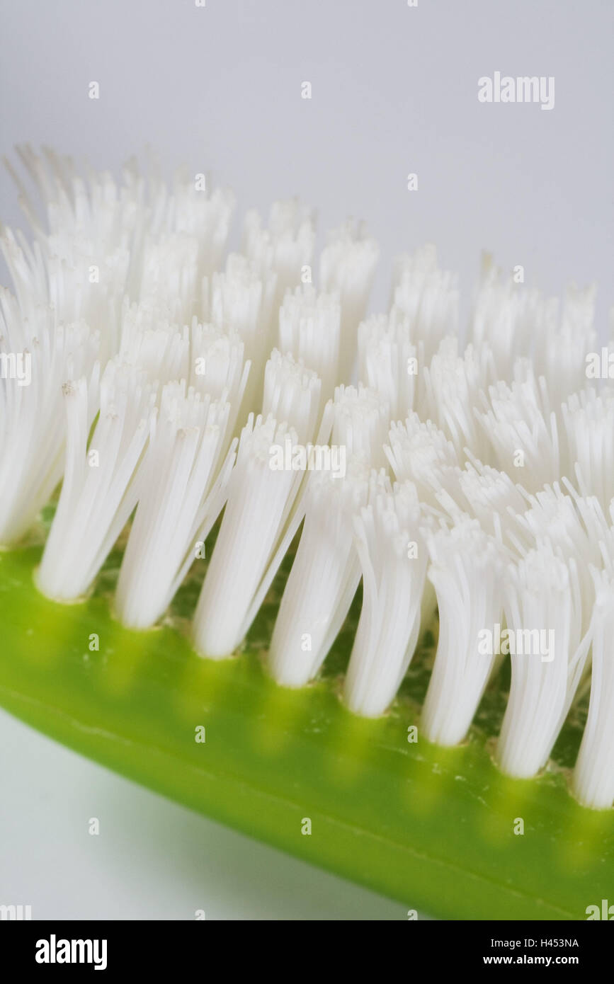 Toothbrush, green, old, close up, hand toothbrush, personal care, beauty care, oral hygiene, cog care, care, body hygiene, hygiene, oral hygiene, cog hygiene, brush, brush head, bristles, uses, uses, worn-out, cosmetics articles, cosmetics, hygiene article, cleanliness, cleanness, clean, cog cleaning, nobody, detail, inside, Stock Photo