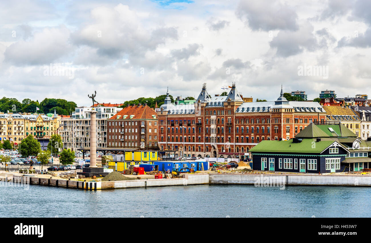 View of the city centre and the port of Helsingborg in Sweden Stock Photo