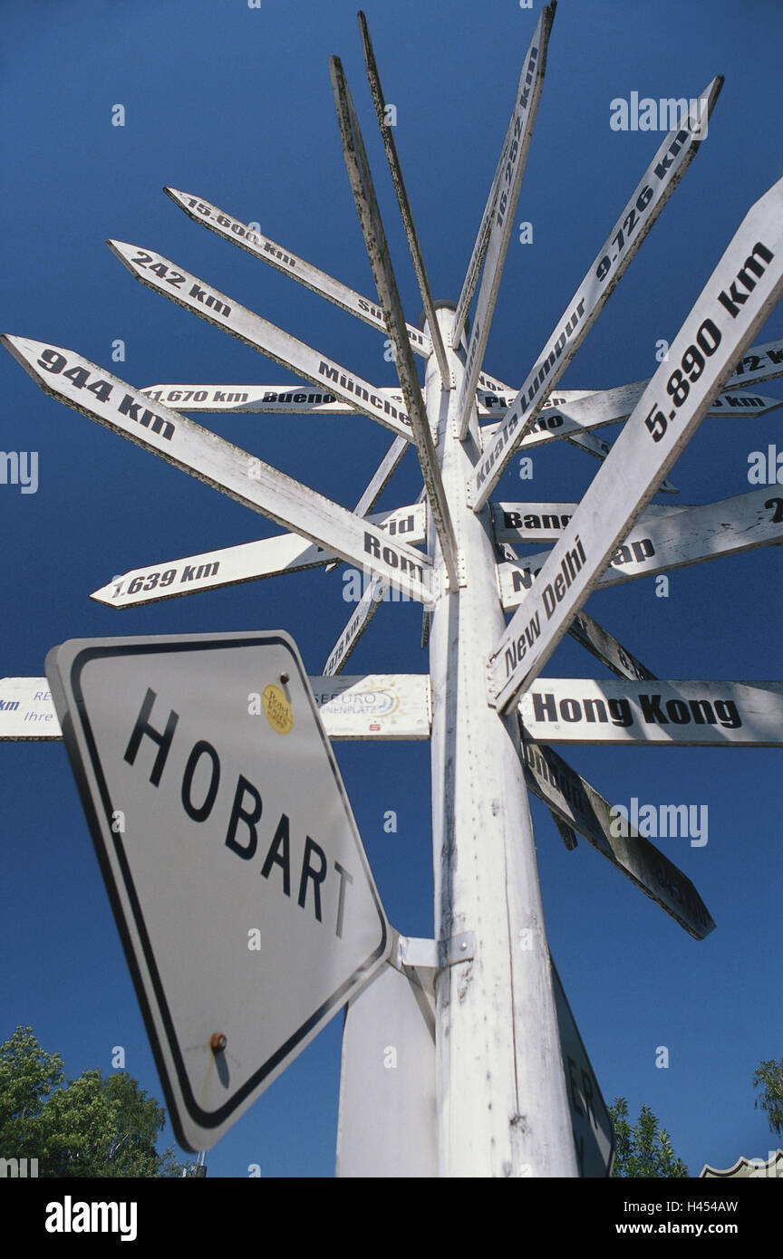 Germany, Bavaria, court, wanderlust park, detail, sign tree, world ...
