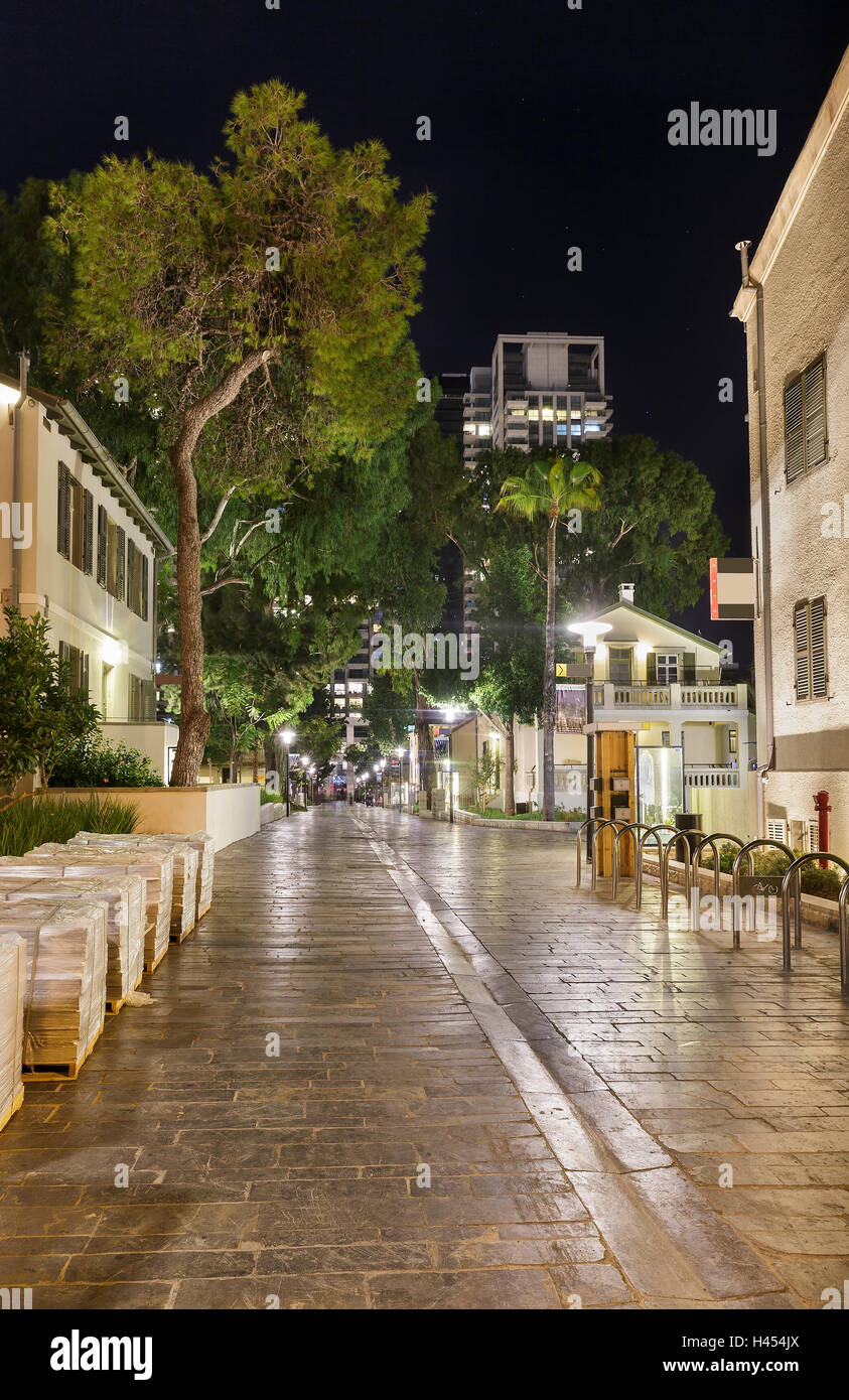 Night Street in Tel Aviv, Israel Stock Photo