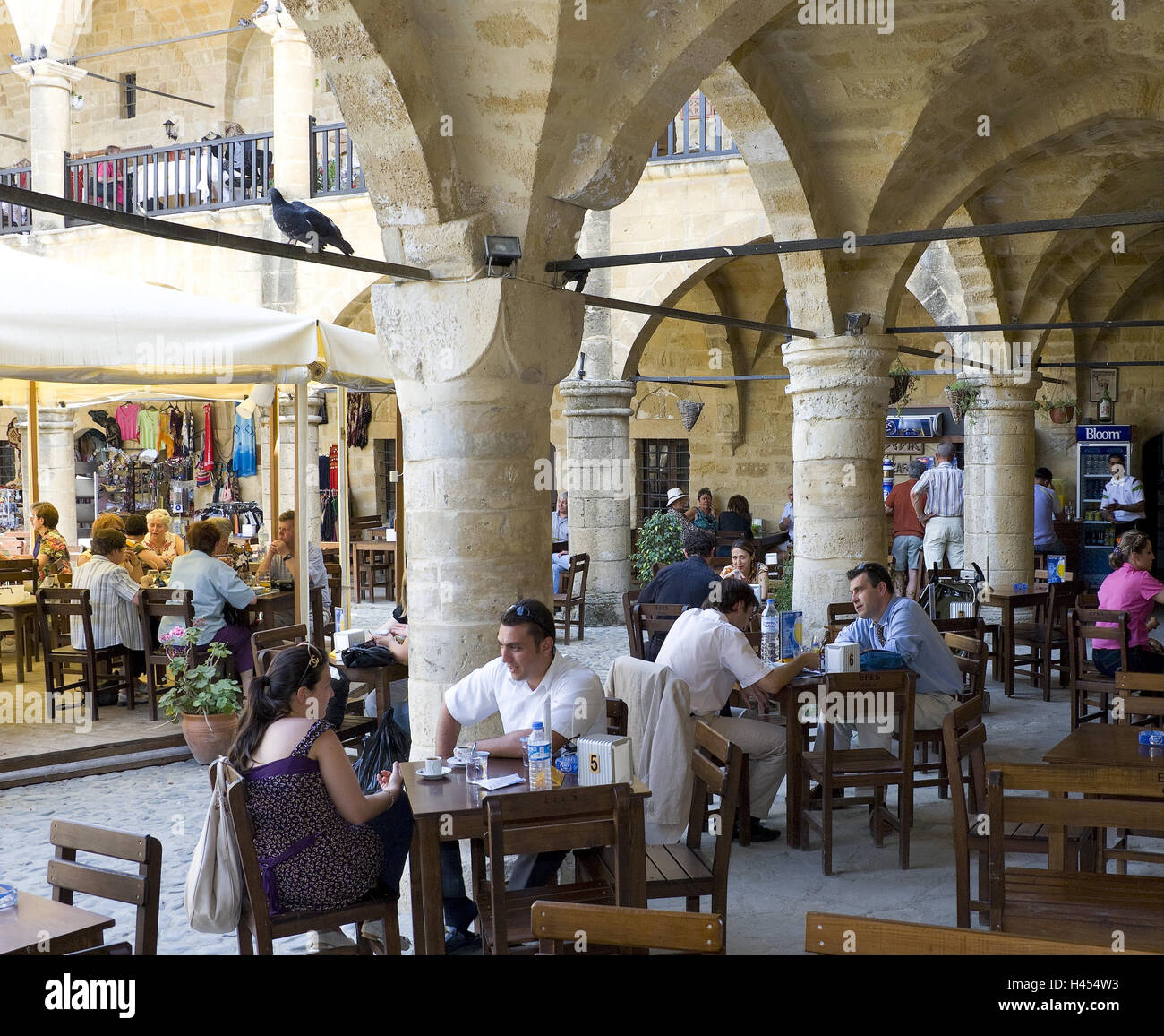 Cyprus, in Turkish, Nicosia, Büyük Han, cultural centre, cafe, tourist, Stock Photo