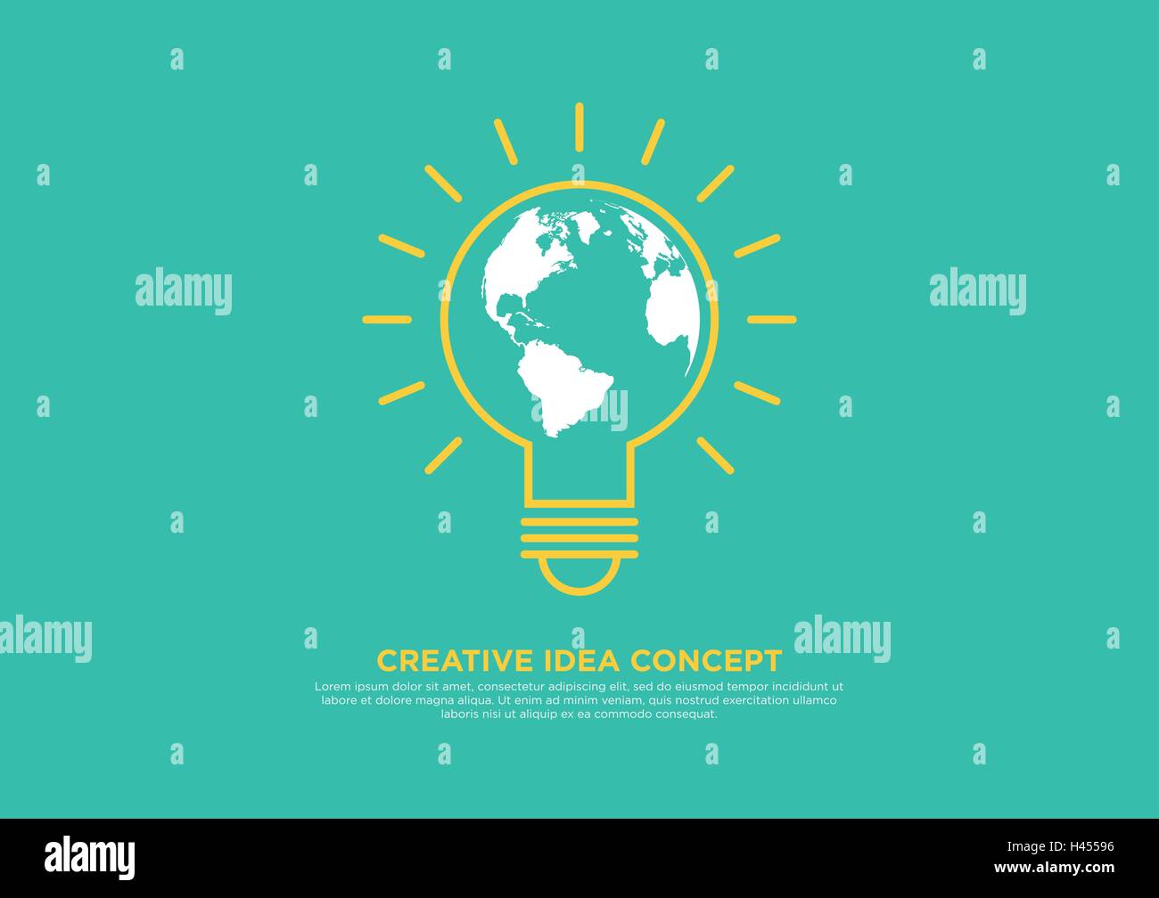 Creative idea concept, light bulb and globe vector illustration Stock ...