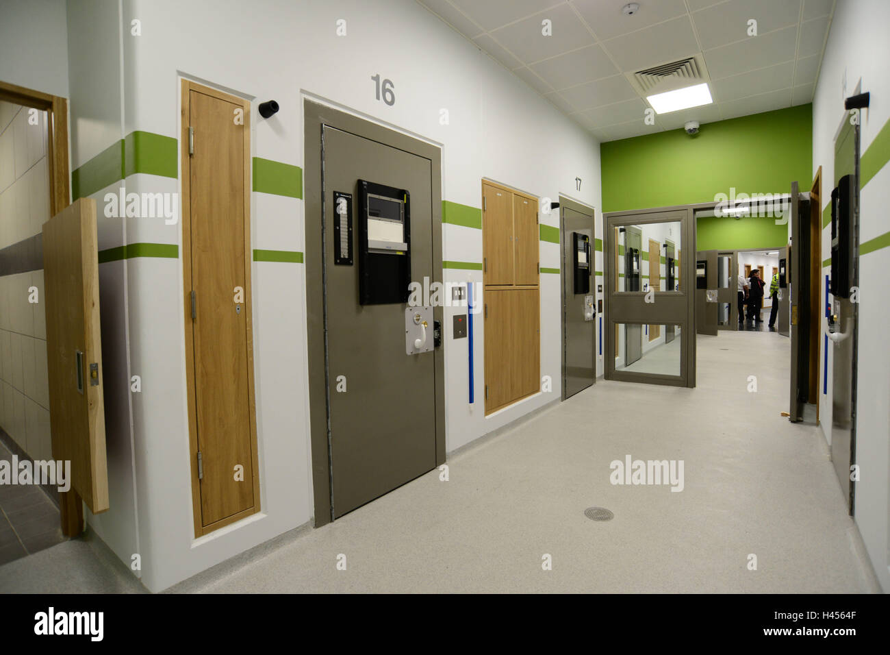 Inside the new custody suite at Barnsley Police Station, South Yorkshire, UK. Stock Photo