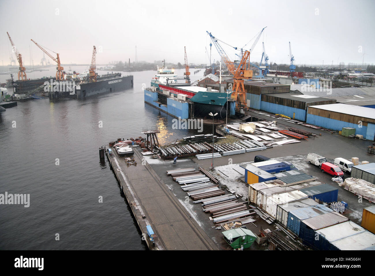 Shipyard, dry docks, Emden, Germany, Stock Photo