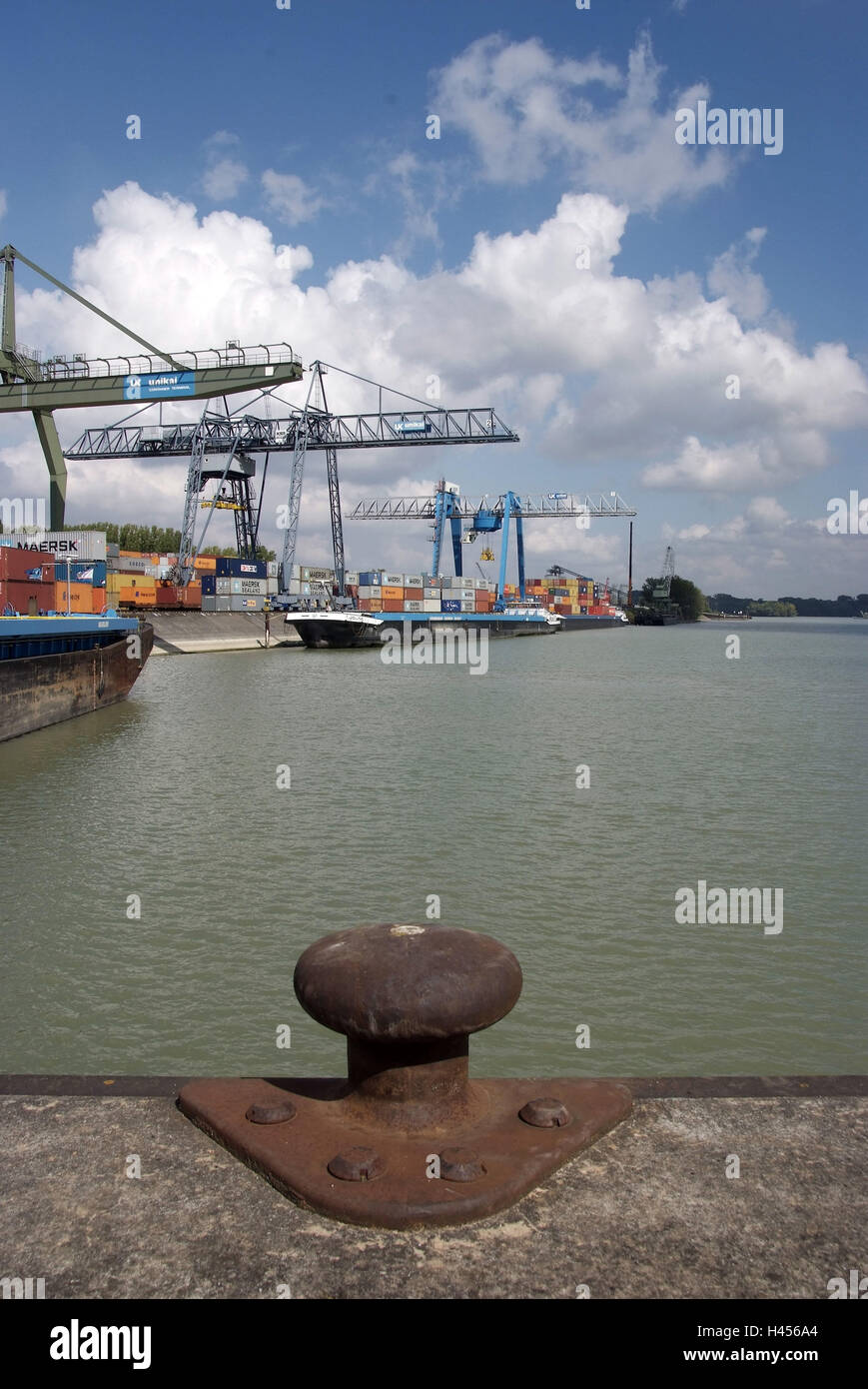 Inland harbour, shipping, Rhine, Stock Photo