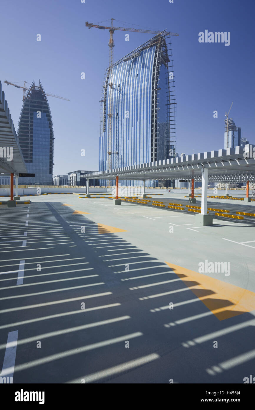 United Arab Emirates, Dubai, The Dubai Mall, parking level, high rises, detail, Stock Photo