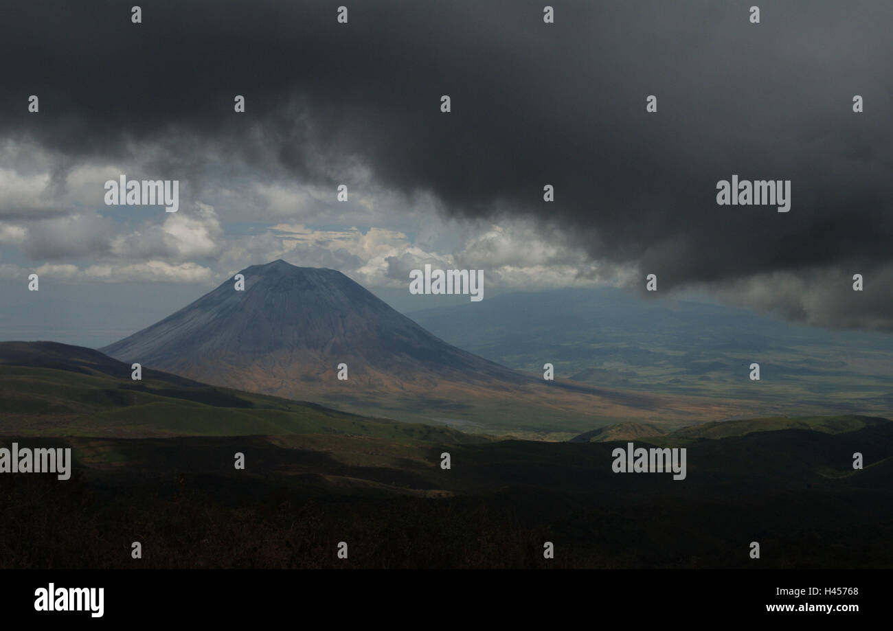 Africa, Tanzania, Ngorongoro highland, stormy atmosphere, Stock Photo