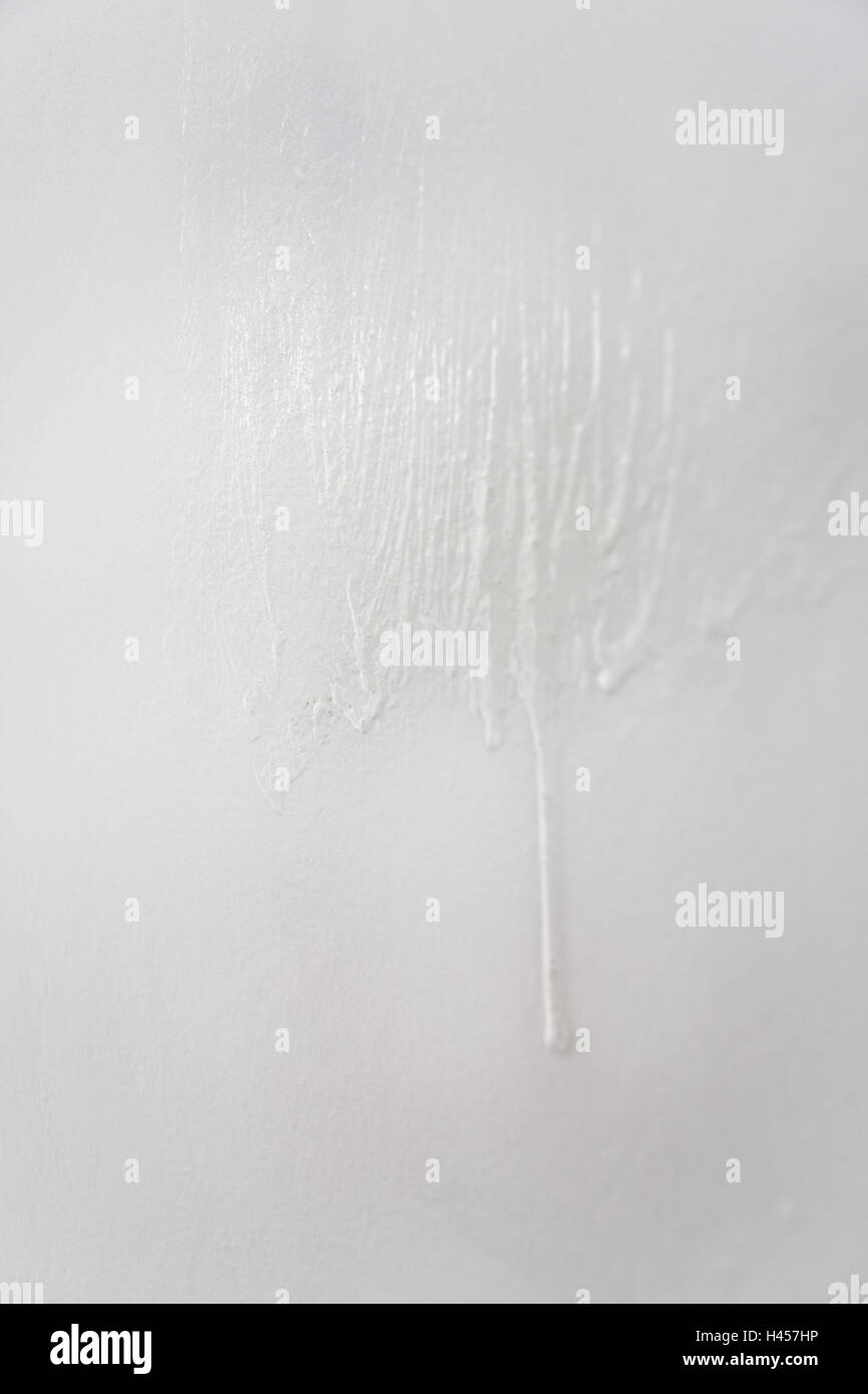 White paint running down a wall, Stock Photo