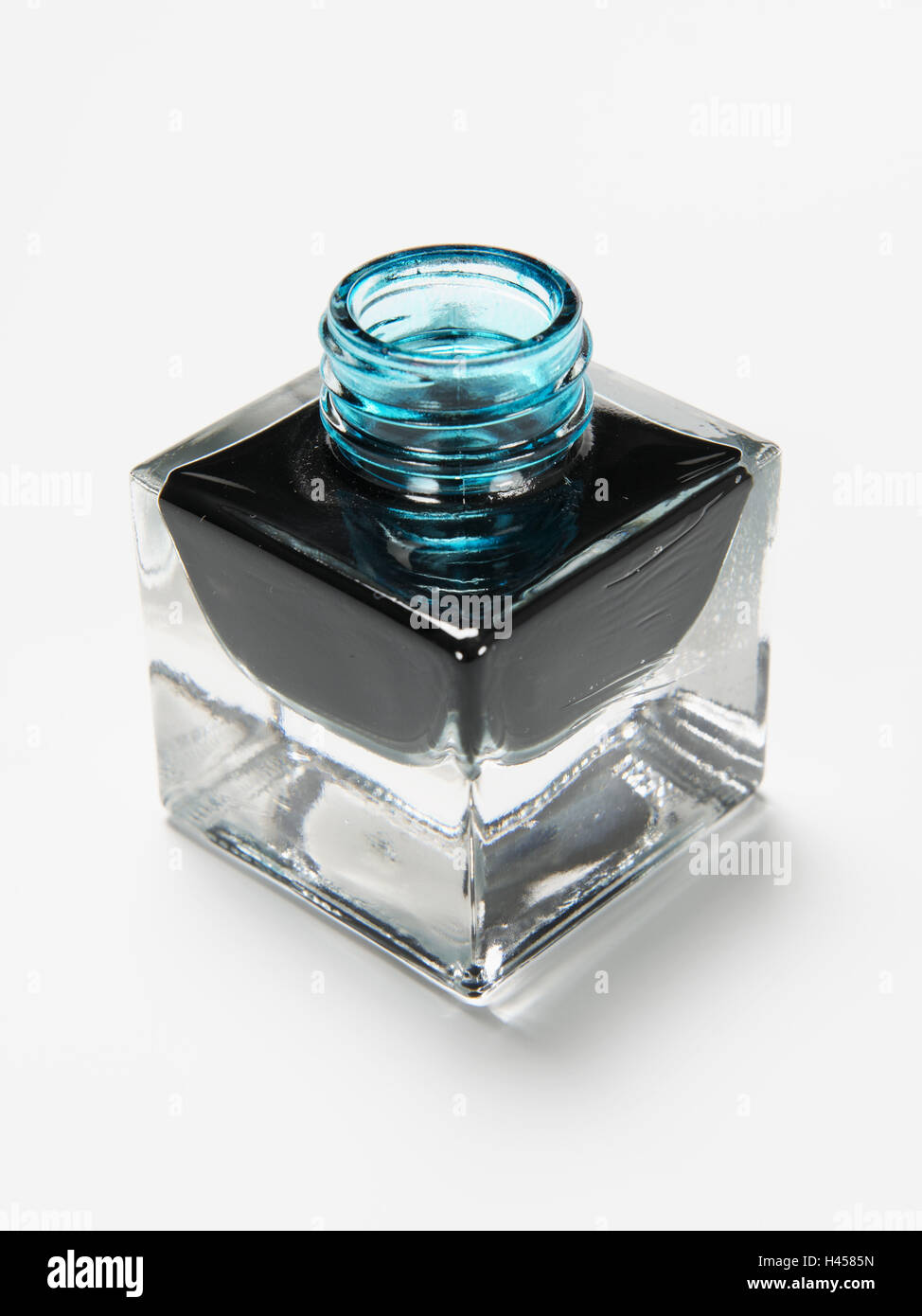 Ink, ink pot, blue, glass vessel Stock Photo Alamy