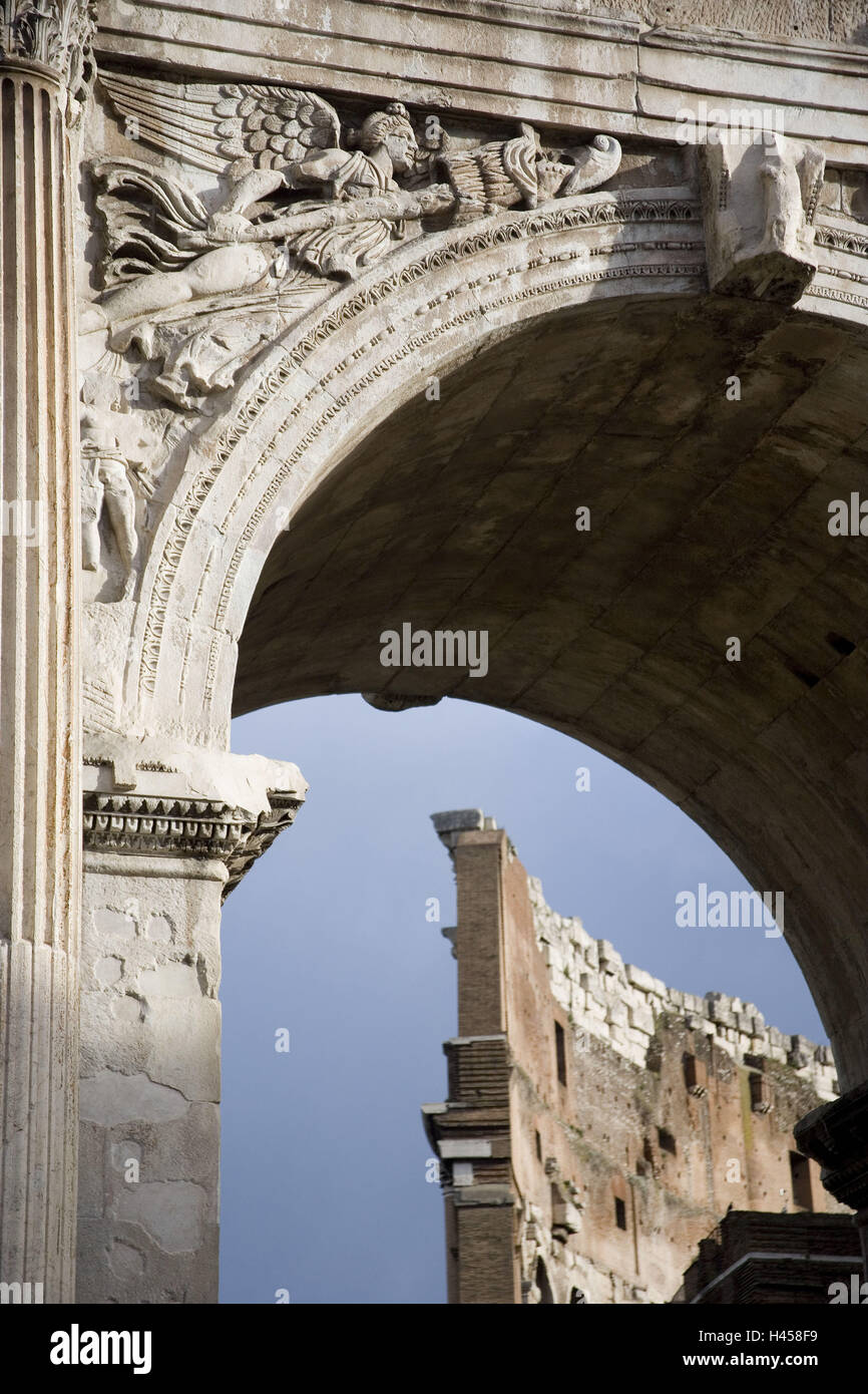 Konstantinsbogen, detail, Coliseum, Rome, Italy, Stock Photo