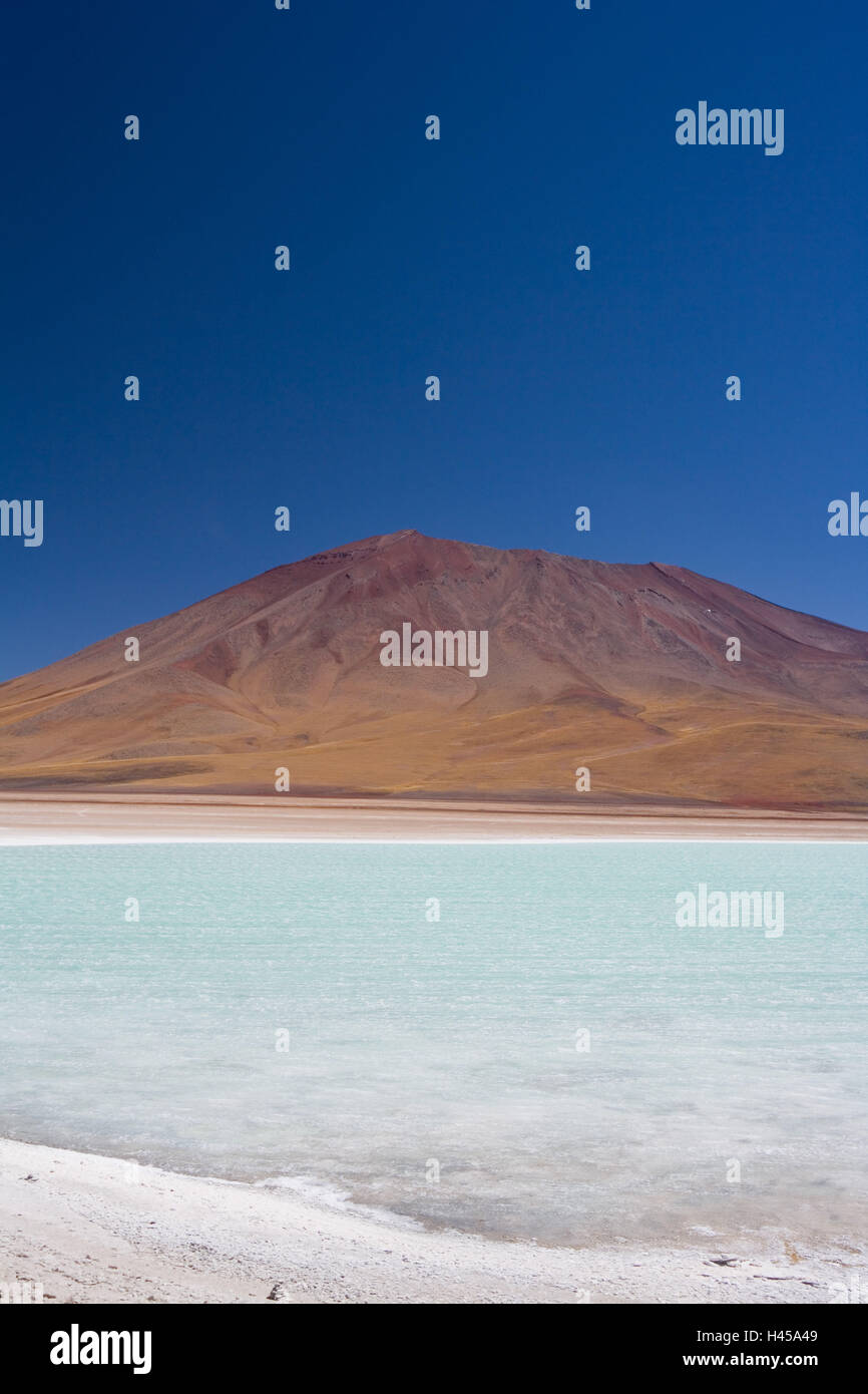 Bolivia, province Uyuni, Altiplano, Laguna Verde, 'green lagoon', volcanoes, Lincanábur, Juriquez, Stock Photo