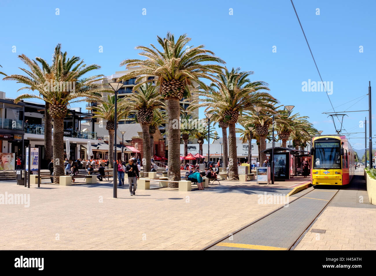 'Moseley Square' Glenelg, South Australia's most popular seaside entertainment area. Stock Photo