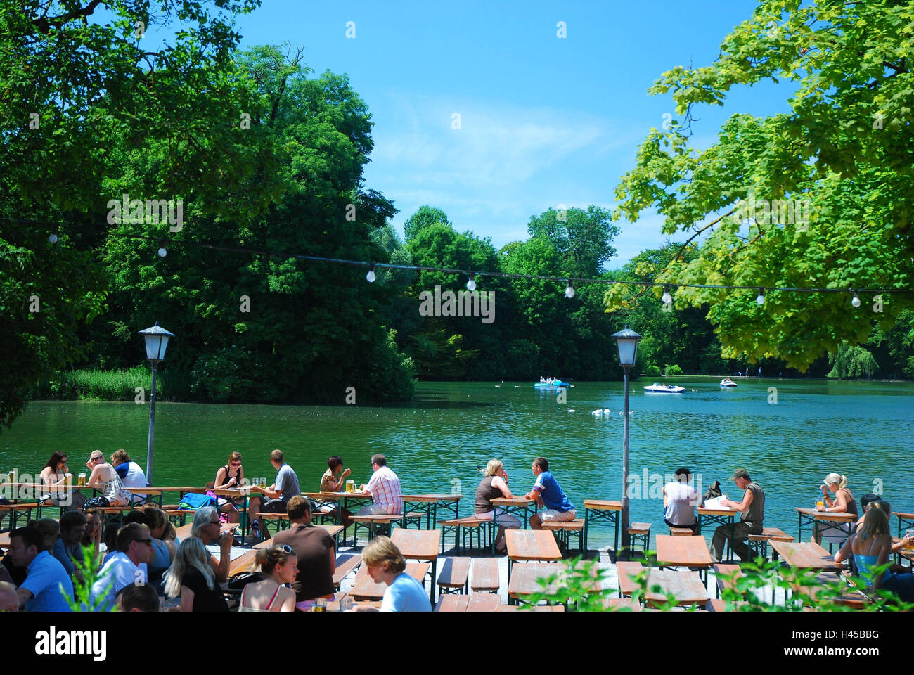 Germany Bavaria Munich English Garden Kleinhesseloher Lake