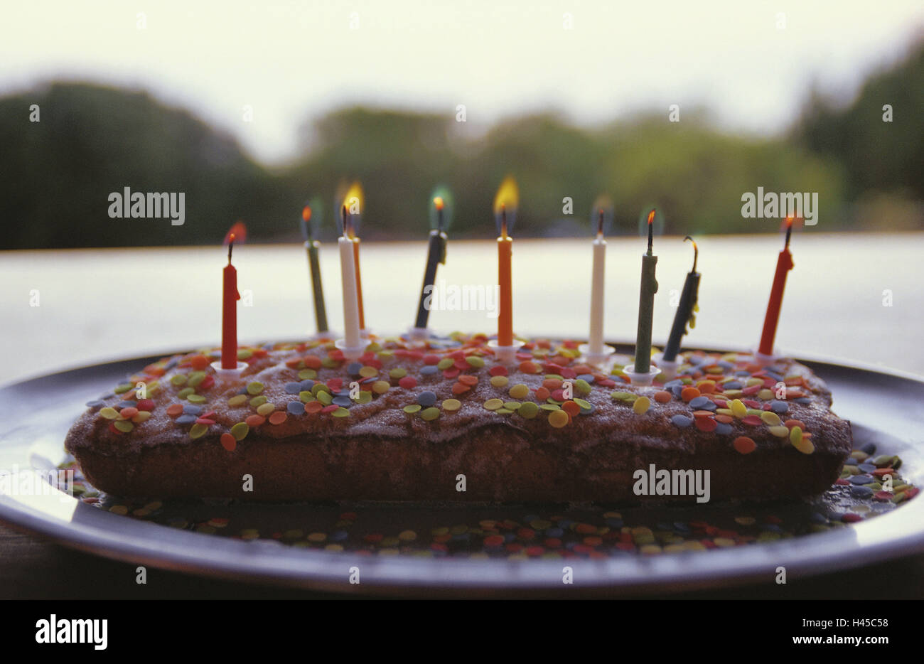 Birthday cakes, candles, colorfull, flames Stock Photo Alamy