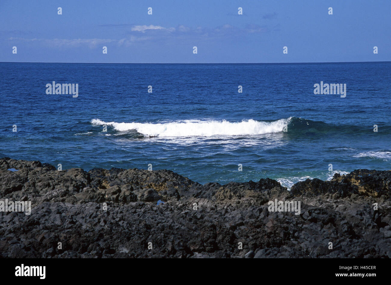 Spain, the Canaries, La Palma, tablespoon Remo, waves, the Atlantic, coast, lava, Stock Photo