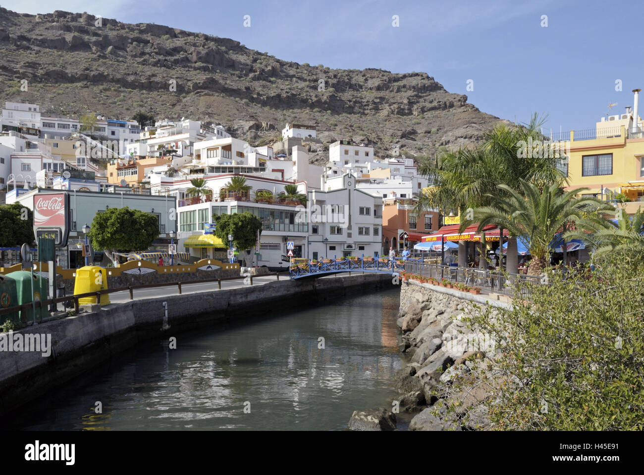 Spain, Canary islands, island grain Canaria, Puerto de Mogan, town view, channel, Stock Photo