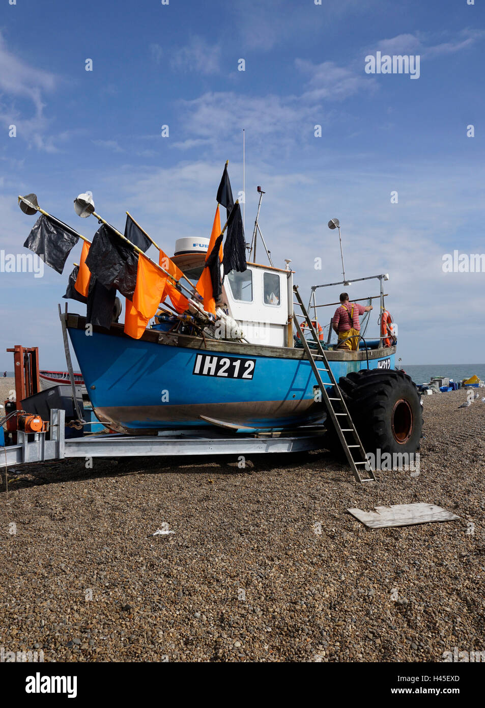 fishing boat aldeburgh beach Stock Photo
