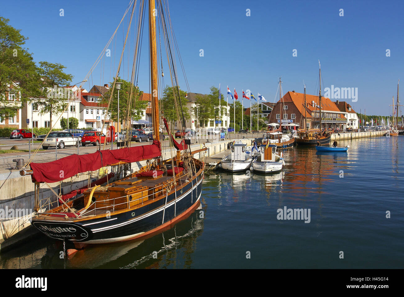 Germany, Schleswig - Holstein, Neustadt, harbour, boots, Stock Photo
