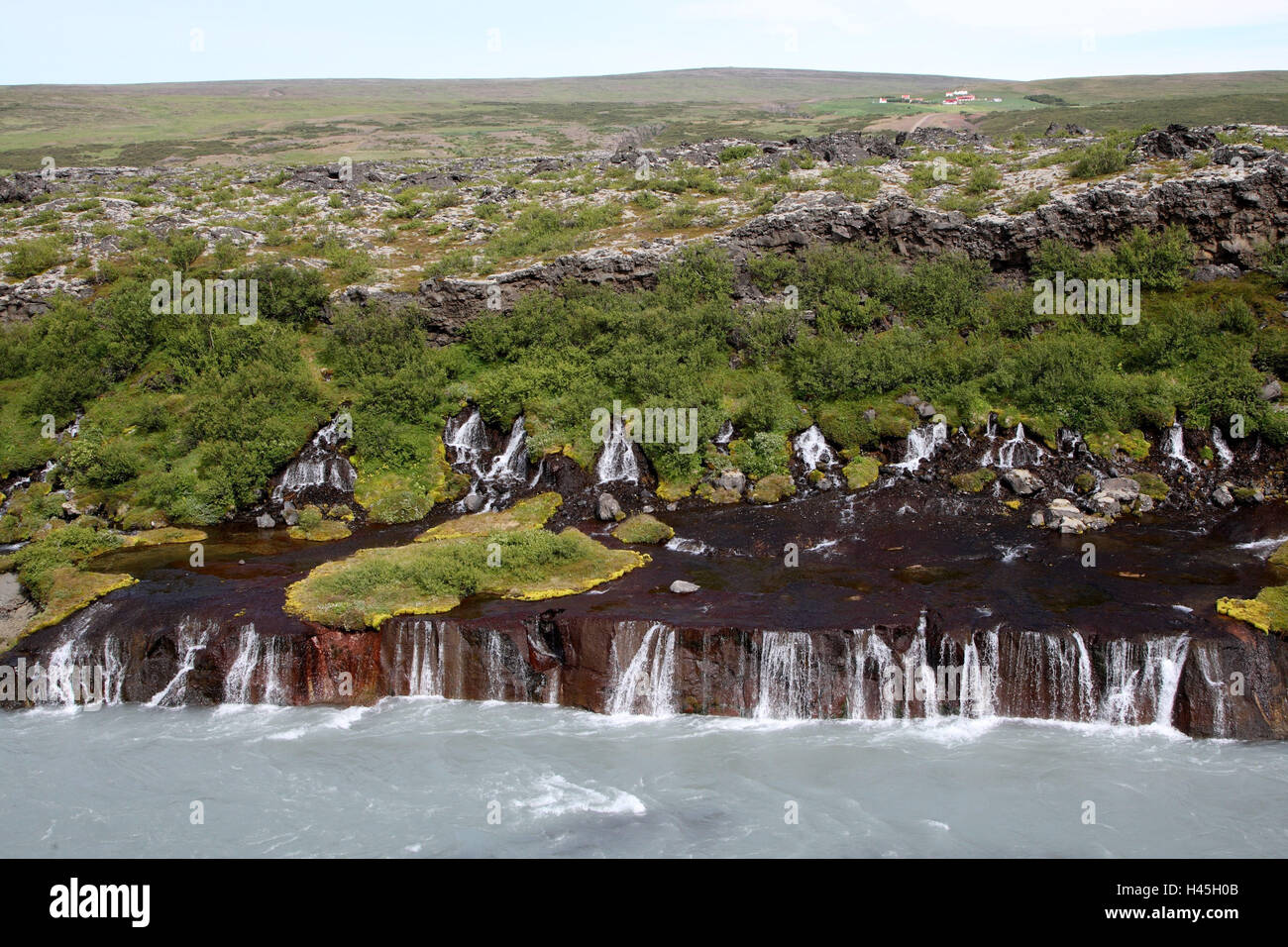 Waterfall Hraunfossar, Iceland, Stock Photo