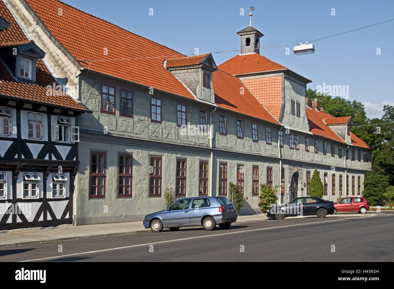 Germany, Lower Saxony, Wolfenbüttel, orphanage, outside, August town, town, house, building, cars, vehicles, park, architectural style, nobody, Stock Photo