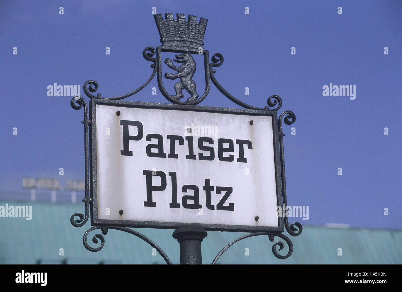 Germany, Berlin, Paris space, sign, town, capital, place of interest, destination, sign, tip, road sign, art nouveau, Stock Photo