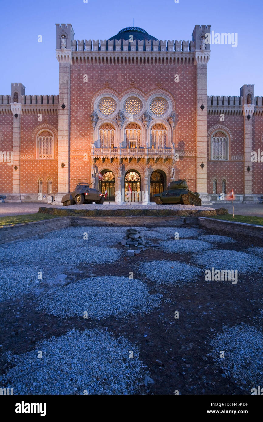 Austria, Vienna, Arsenal, Military History Museum, tank, dusk, Stock Photo