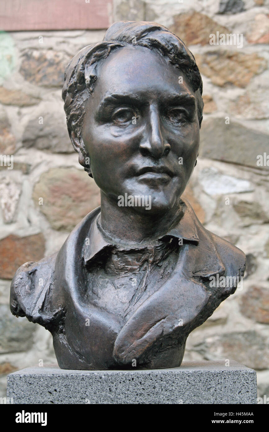 Monument, bronze head, Ludwig Börne, statue, bust, head, bronze