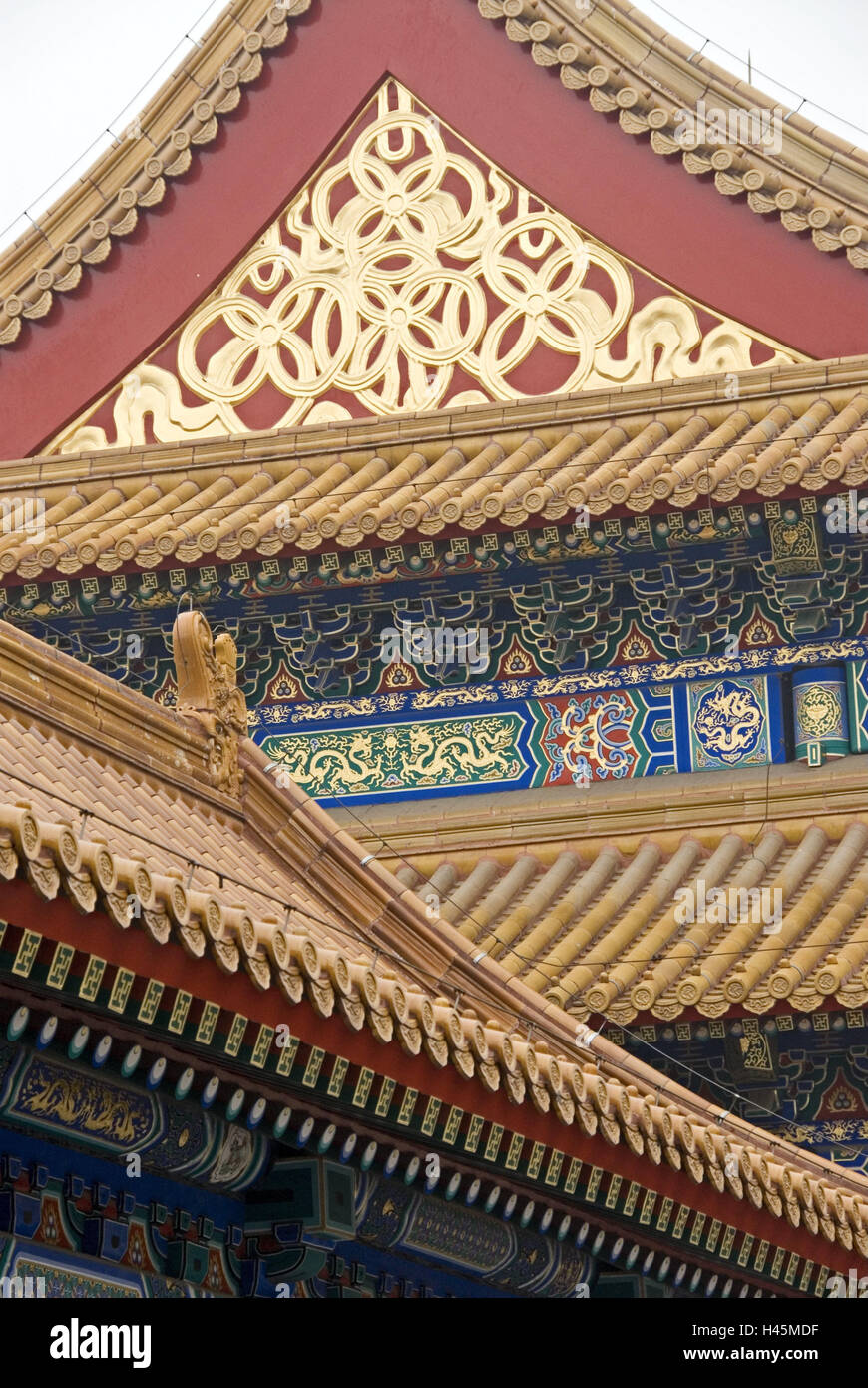 China, Peking, Forbidden City, imperial palace, detail, grace note, Asia, Eastern Asia, town, capital, palace, Gugong, culture, building, structure, architecture, place of interest, culture, tourism, art, roof, ornaments, Stock Photo