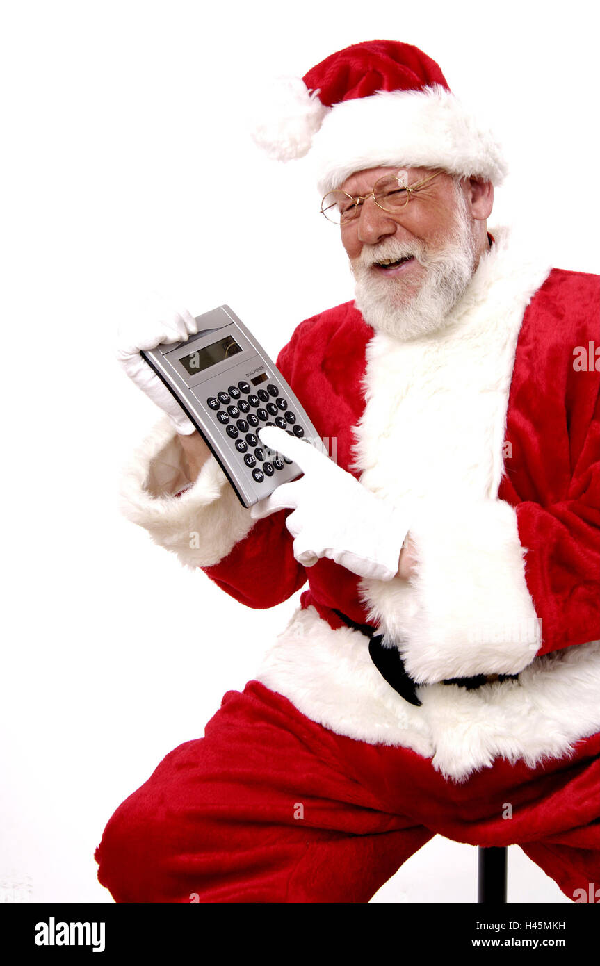 Santa Claus, laugh, electronic calculators, hold, sit, studio recording ...