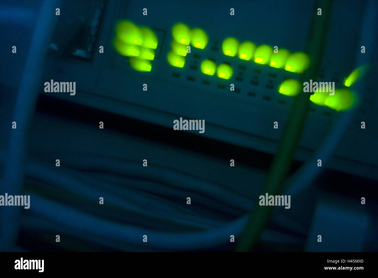 Computer, back, light-emitting diodes, blur, server, diodes, headlights, light, green, neon light, neon green, brightly, cable, interlinking, EDP, data processing, computer, network, Stock Photo