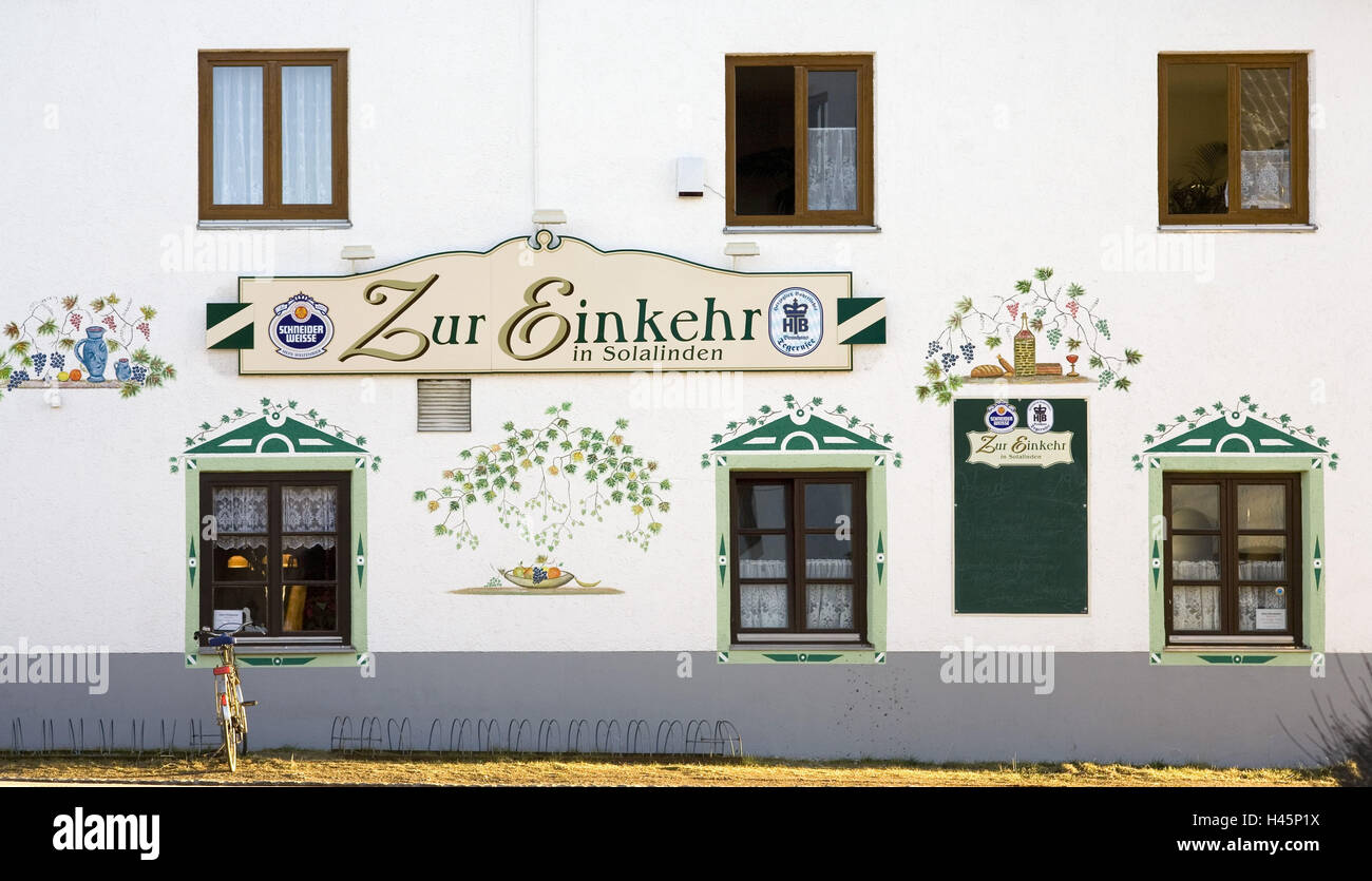 Germany, Bavaria, Solalinden, inn 'Zur Einkehr', outdoors, Stock Photo